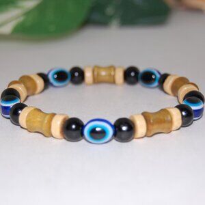Evil Eye Bracelet,Evil Eye Wood Bracelet,Fatima Bracelet,Good Luck Bracelet